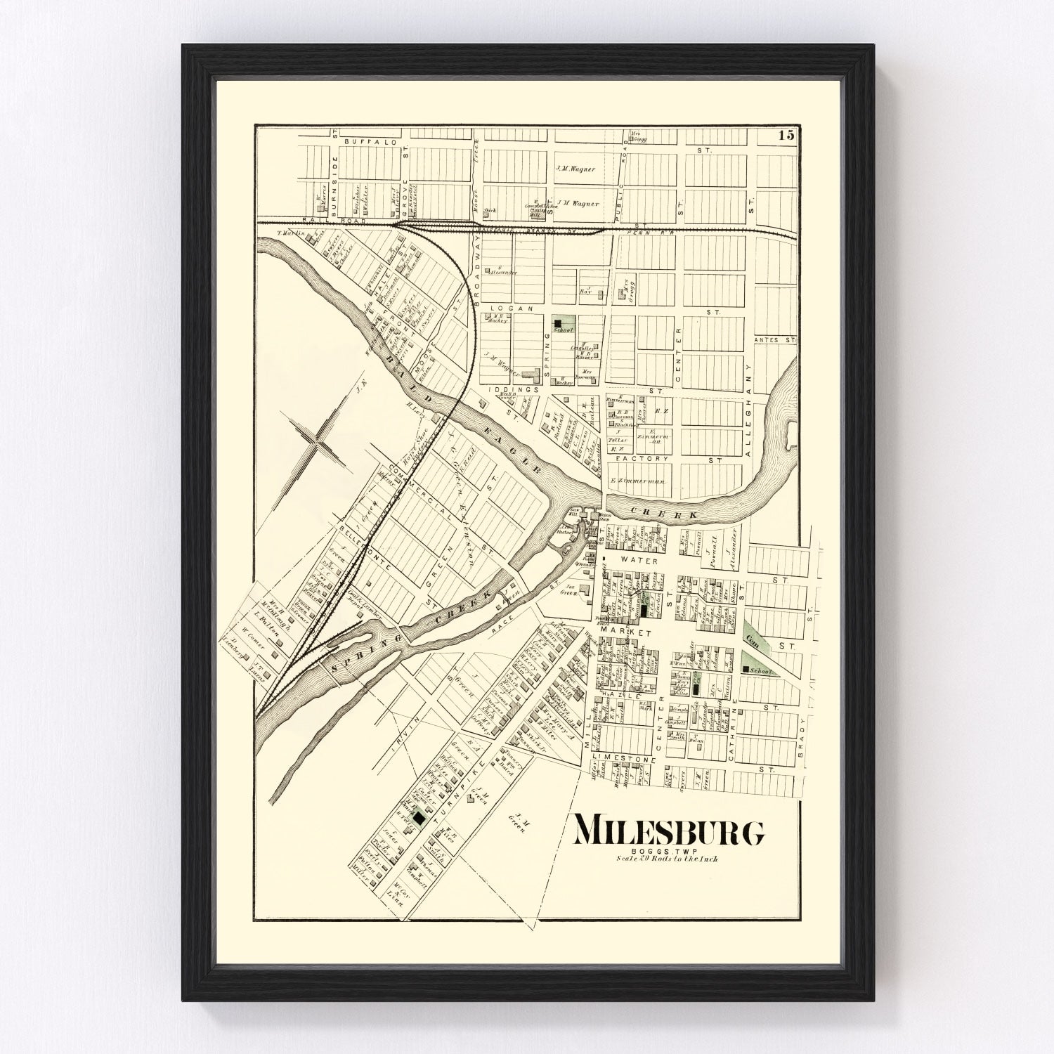 Vintage Map of Milesburg, Pennsylvania 1874