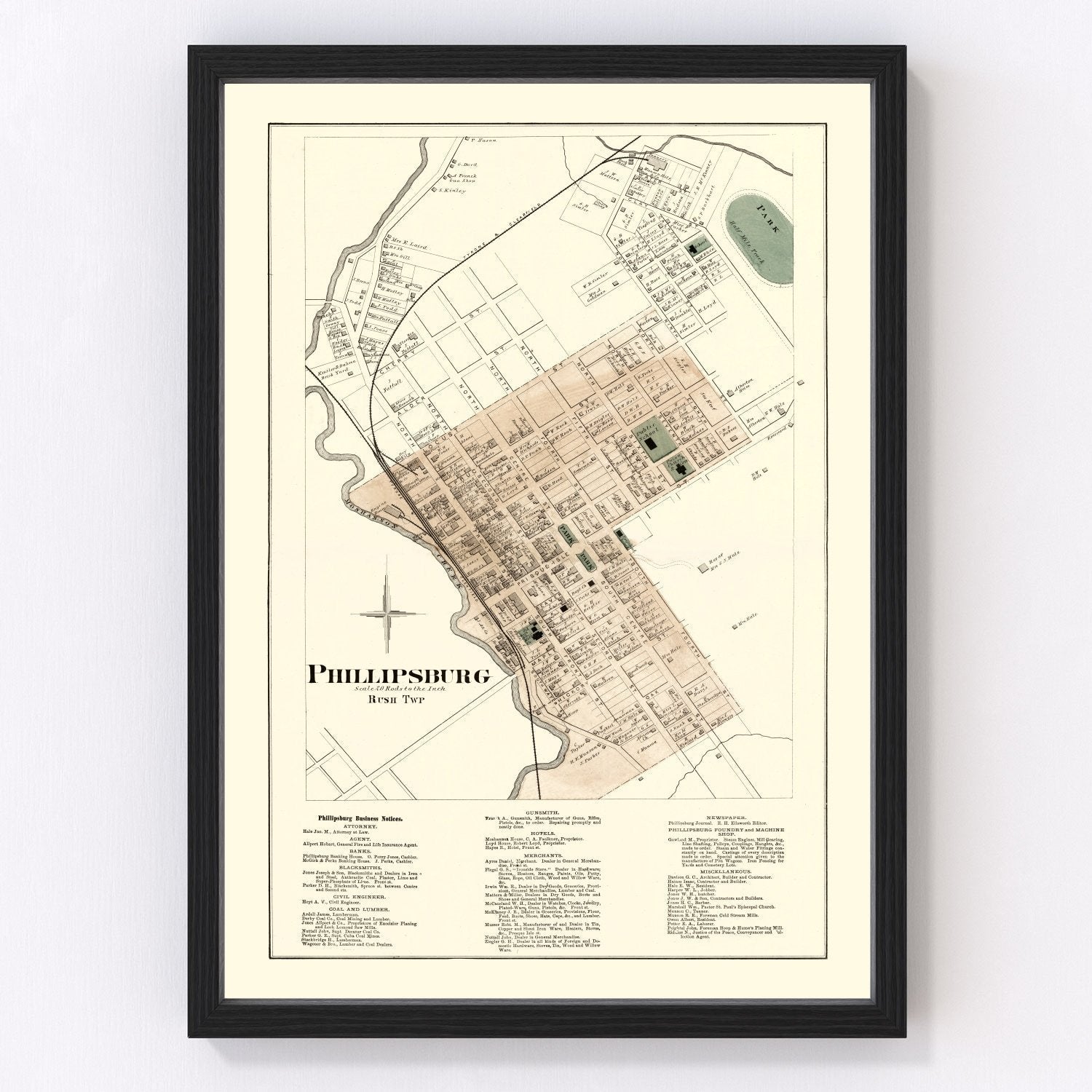 Vintage Map of Phillipsburg, Pennsylvania 1874