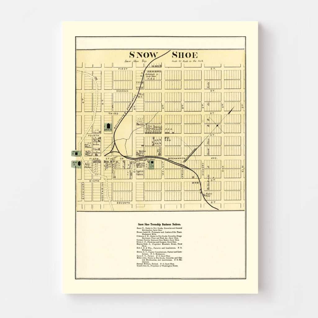 Vintage Map of Snow Shoe, Pennsylvania 1874