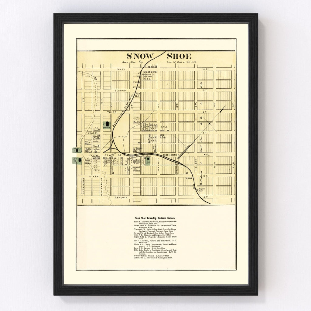 Vintage Map of Snow Shoe, Pennsylvania 1874