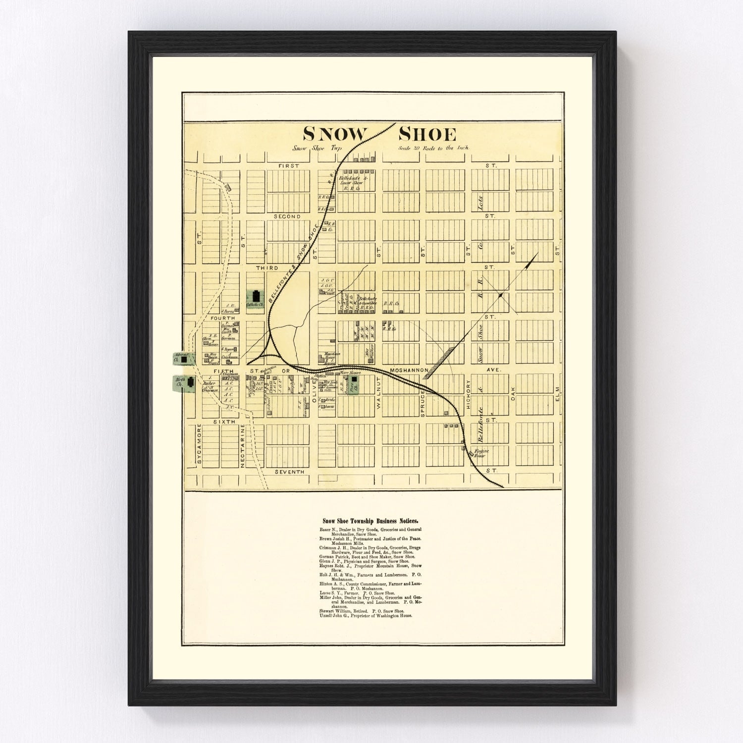 Vintage Map of Snow Shoe, Pennsylvania 1874