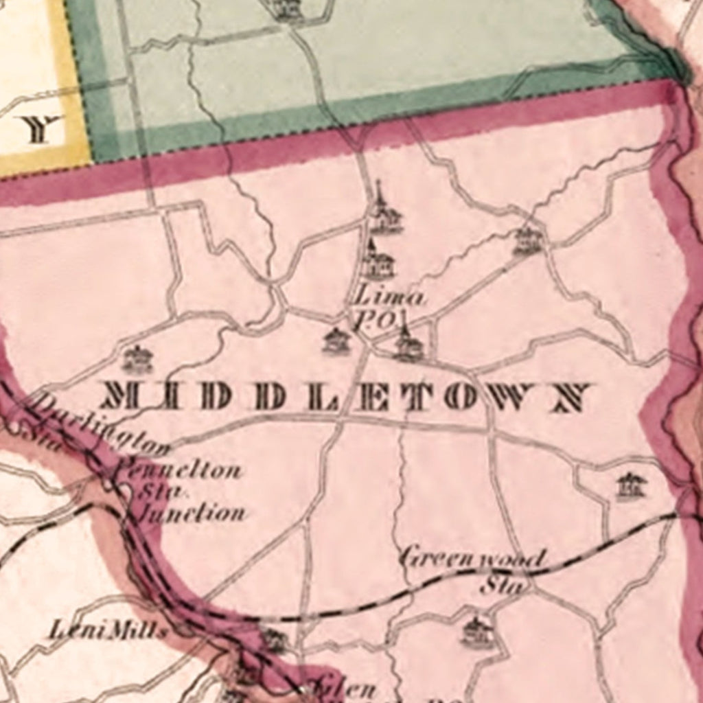 Vintage Map of Delaware County, Pennsylvania 1875
