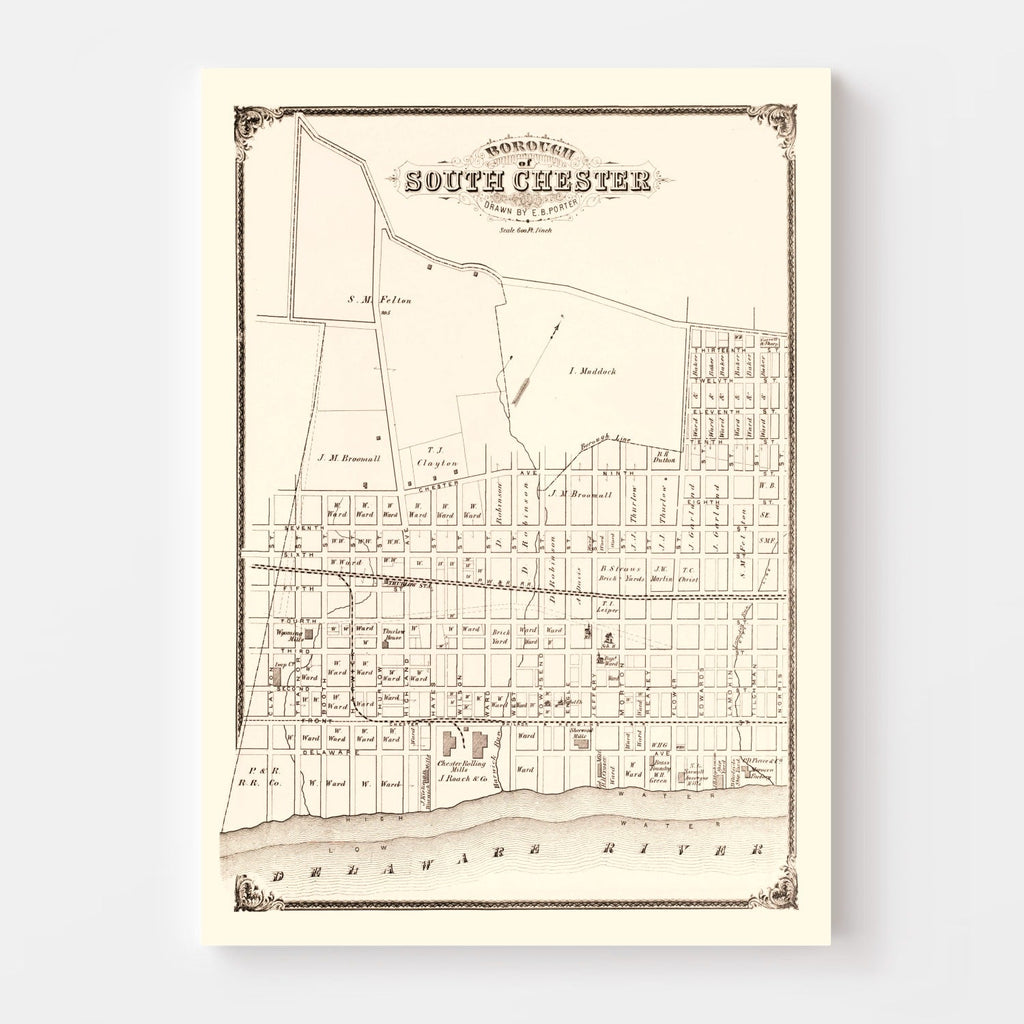 Vintage Map of South Chester, Pennsylvania 1875