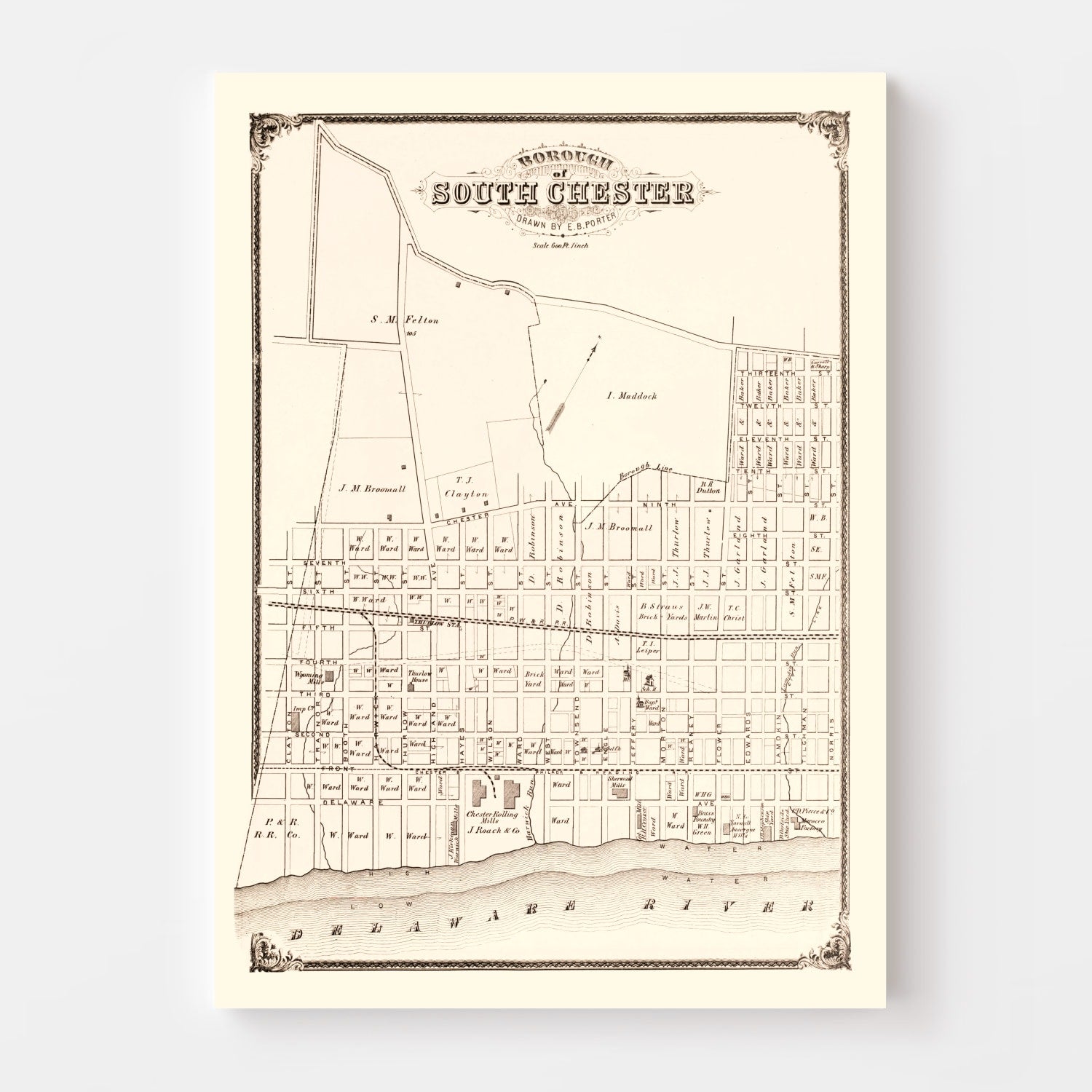 Vintage Map of South Chester, Pennsylvania 1875