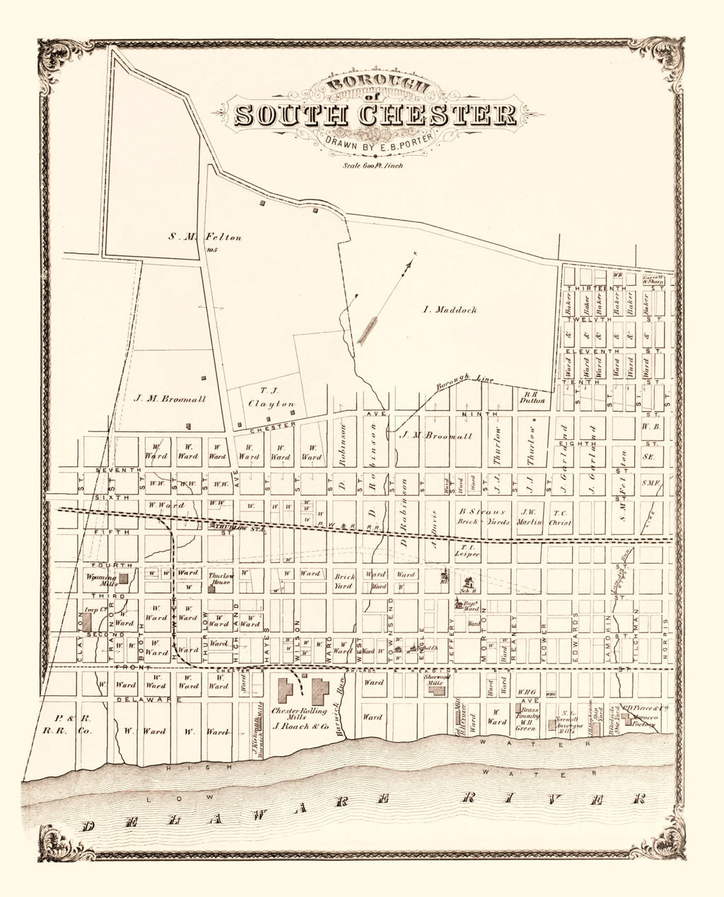 Vintage Map of South Chester, Pennsylvania 1875