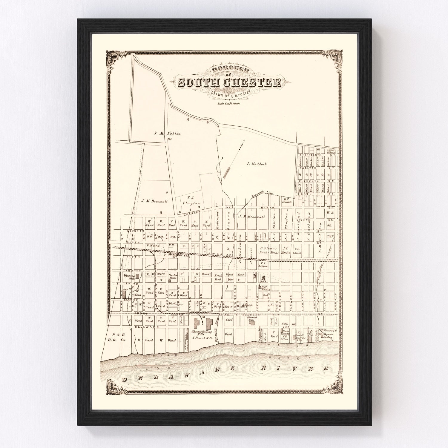 Vintage Map of South Chester, Pennsylvania 1875