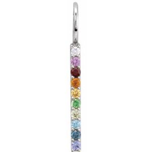 Sterling Silver Natural Multi-Gemstone & .02 CT Natural Diamond Rainbow Bar Charm/Pendant