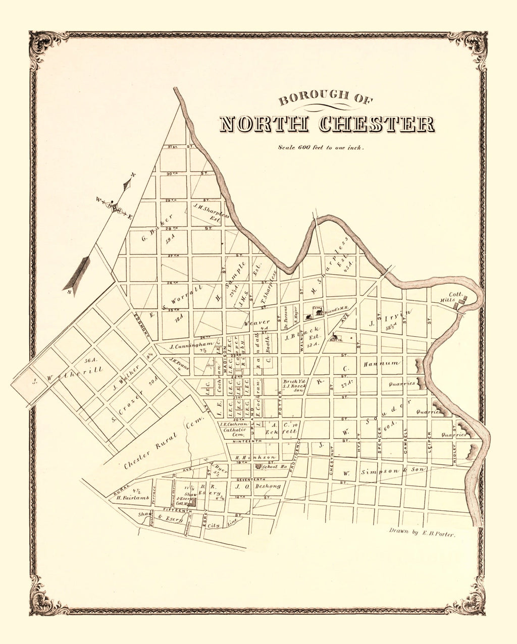 Vintage Map of North Chester, Pennsylvania 1875
