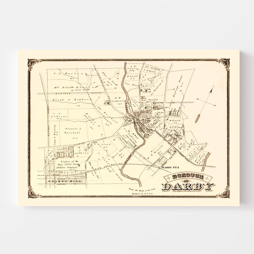 Vintage Map of Darby, Pennsylvania 1875