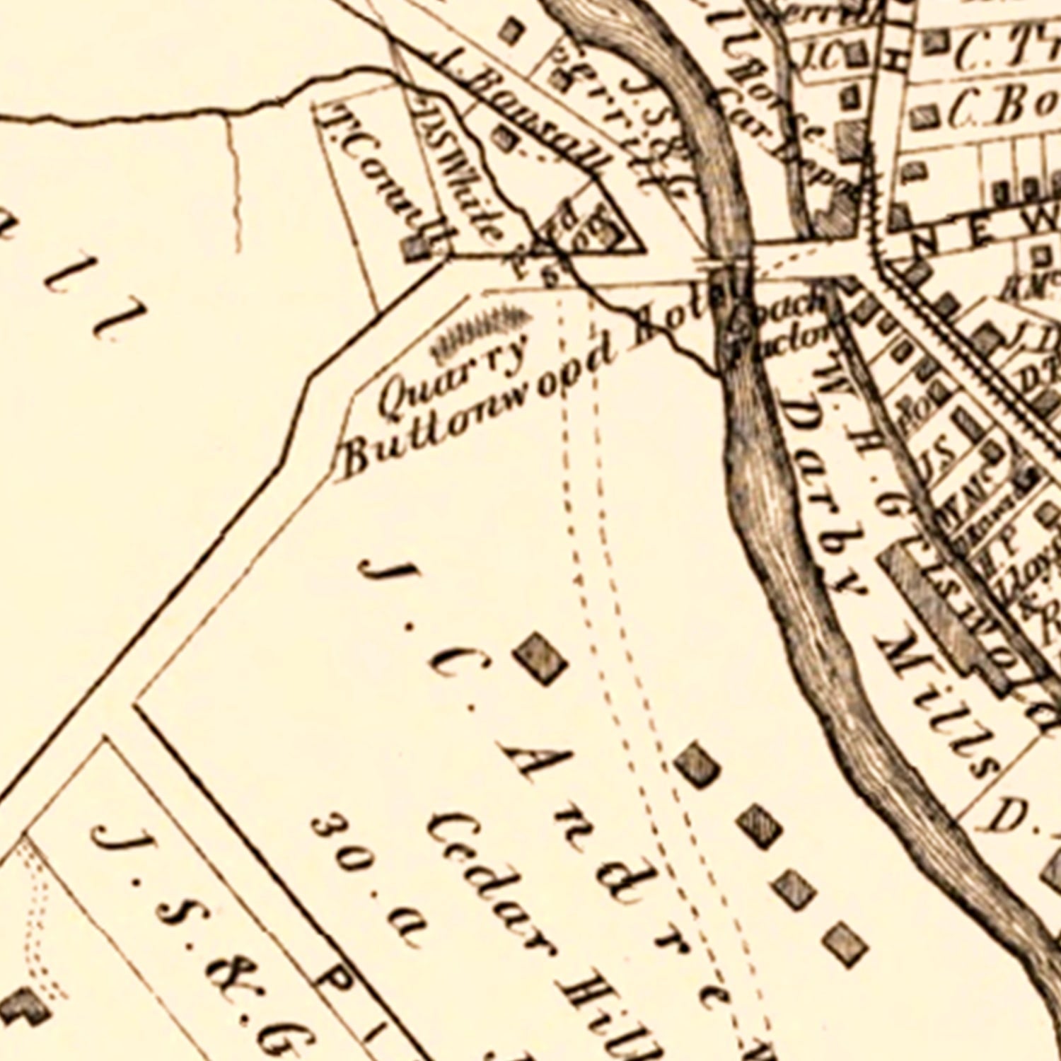 Vintage Map of Darby, Pennsylvania 1875