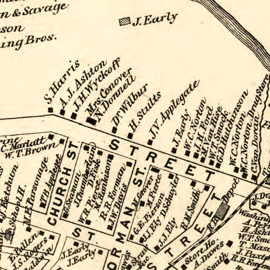 Vintage Map of Hightstown, New Jersey 1875