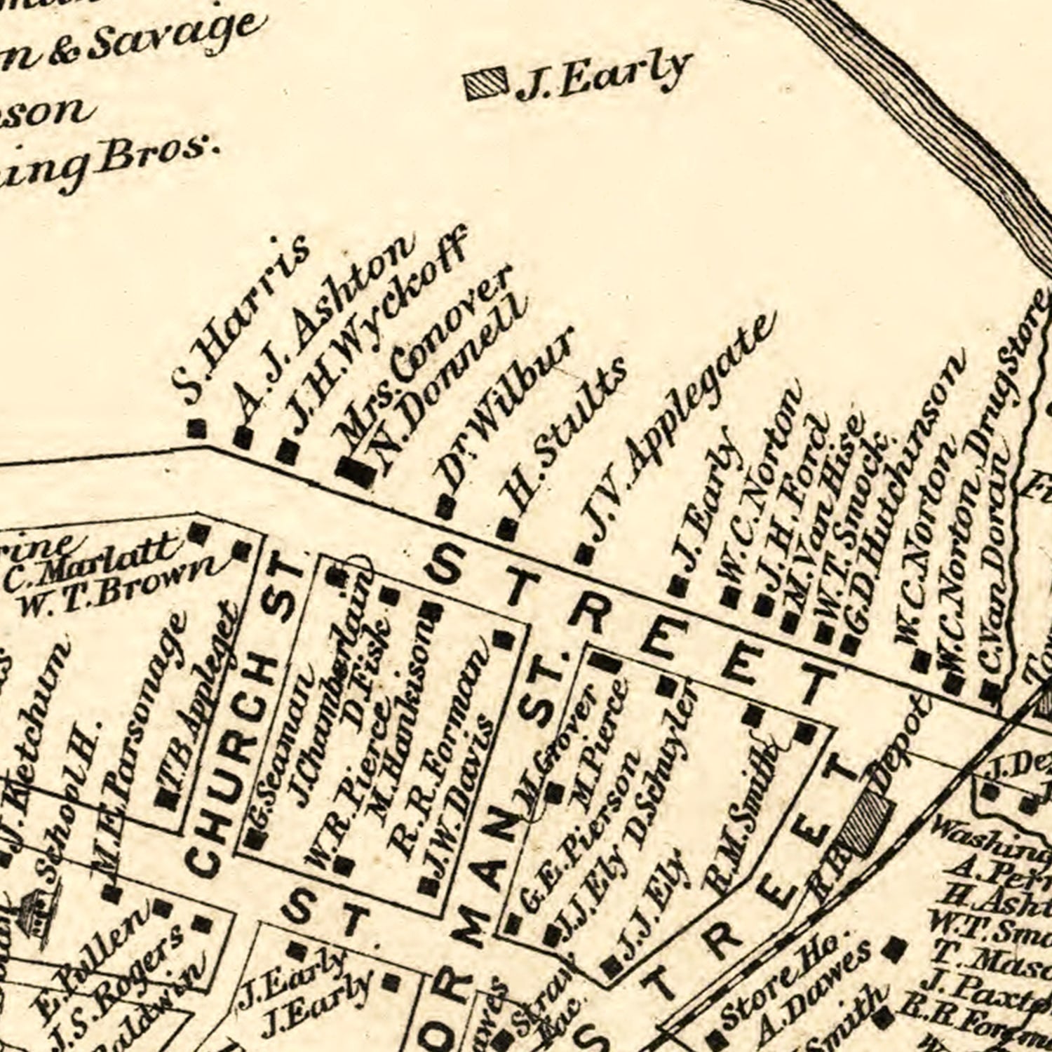 Vintage Map of Hightstown, New Jersey 1875