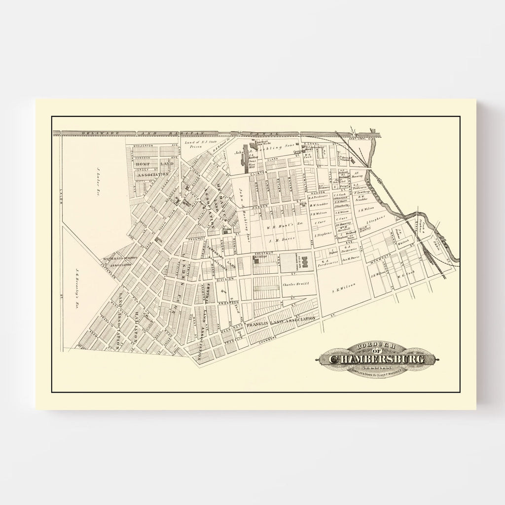 Vintage Map of Chambersburg, New Jersey 1875