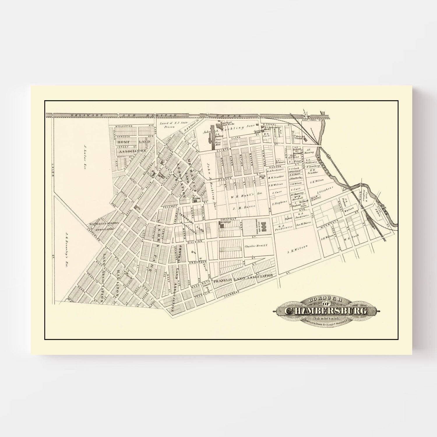 Vintage Map of Chambersburg, New Jersey 1875