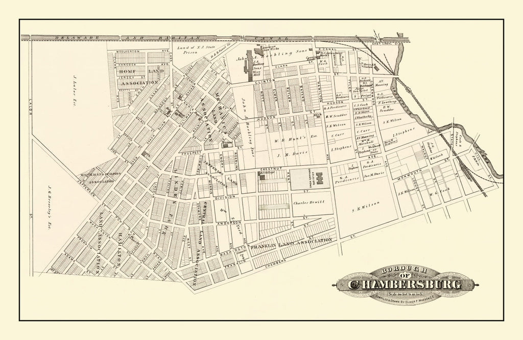 Vintage Map of Chambersburg, New Jersey 1875