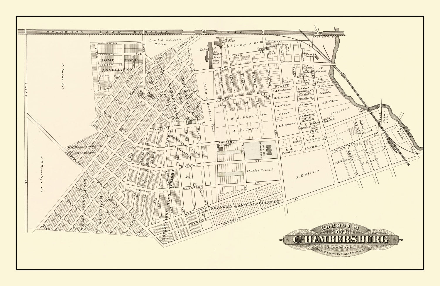 Vintage Map of Chambersburg, New Jersey 1875