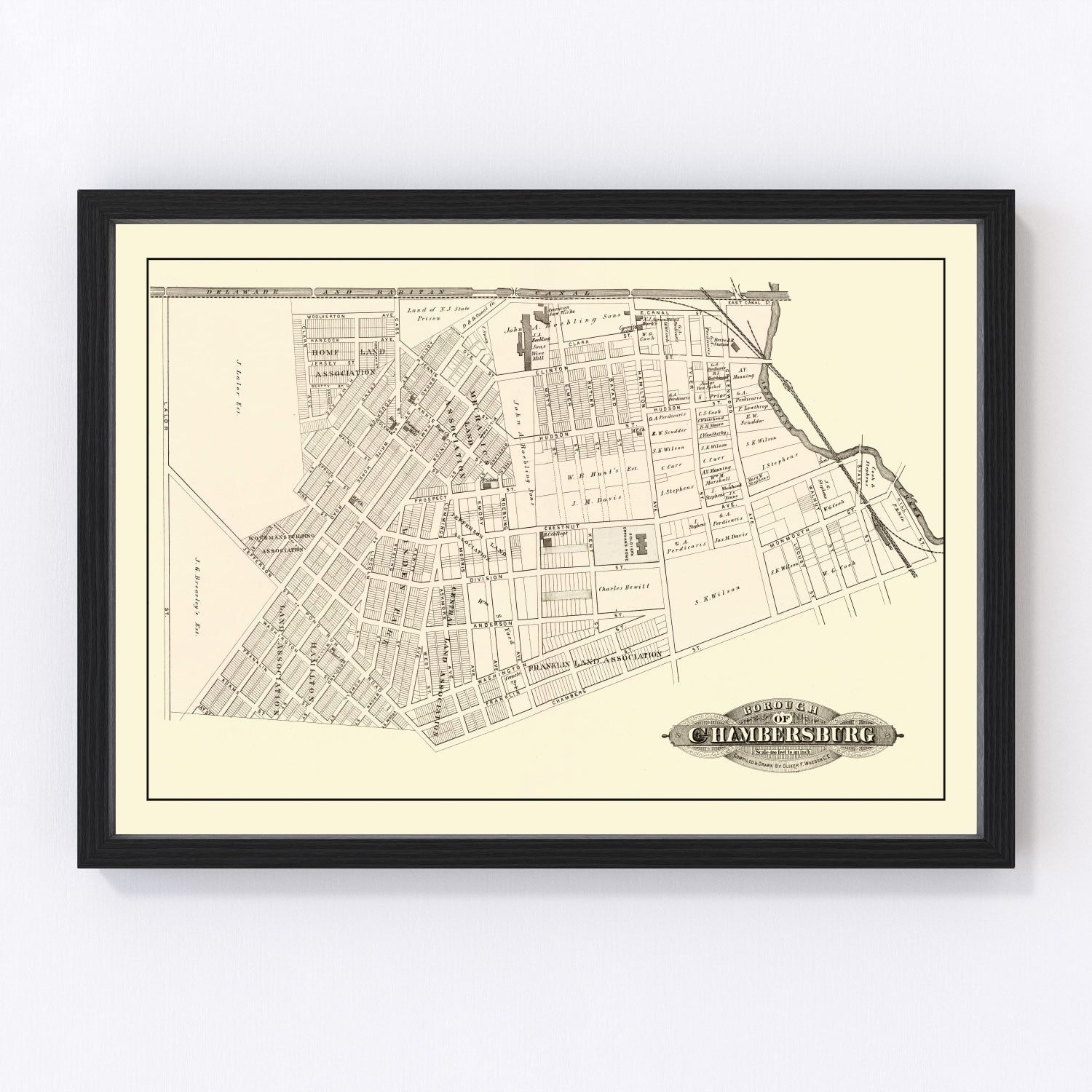 Vintage Map of Chambersburg, New Jersey 1875