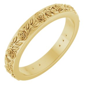 14K Yellow 2.7 mm  Floral Flat Band Size 7