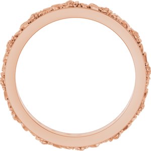 14K Rose 2.7 mm  Floral Flat Band Size 7