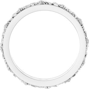 14K X1 White 2.7 mm  Floral Flat Band Size 7