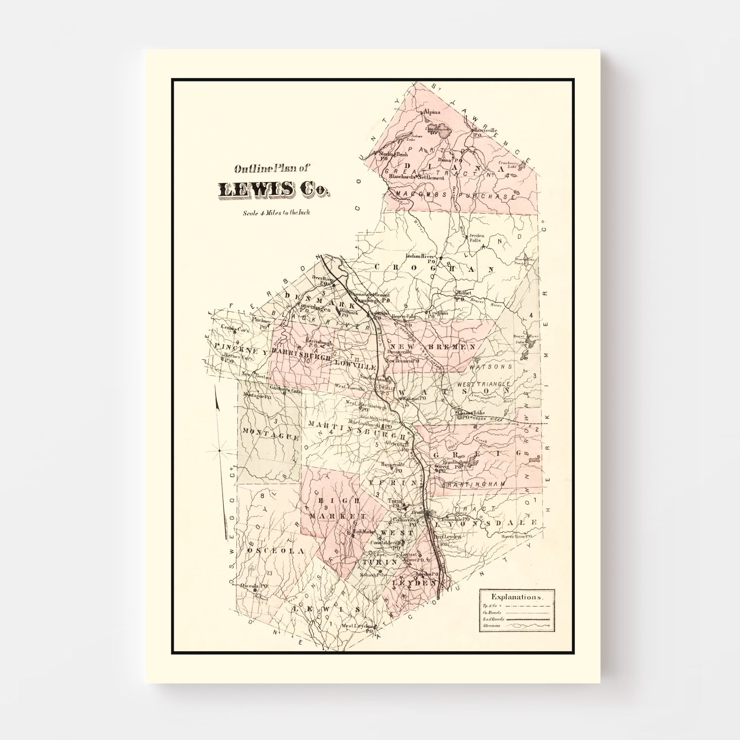 Vintage Map of Lewis County, New York 1875