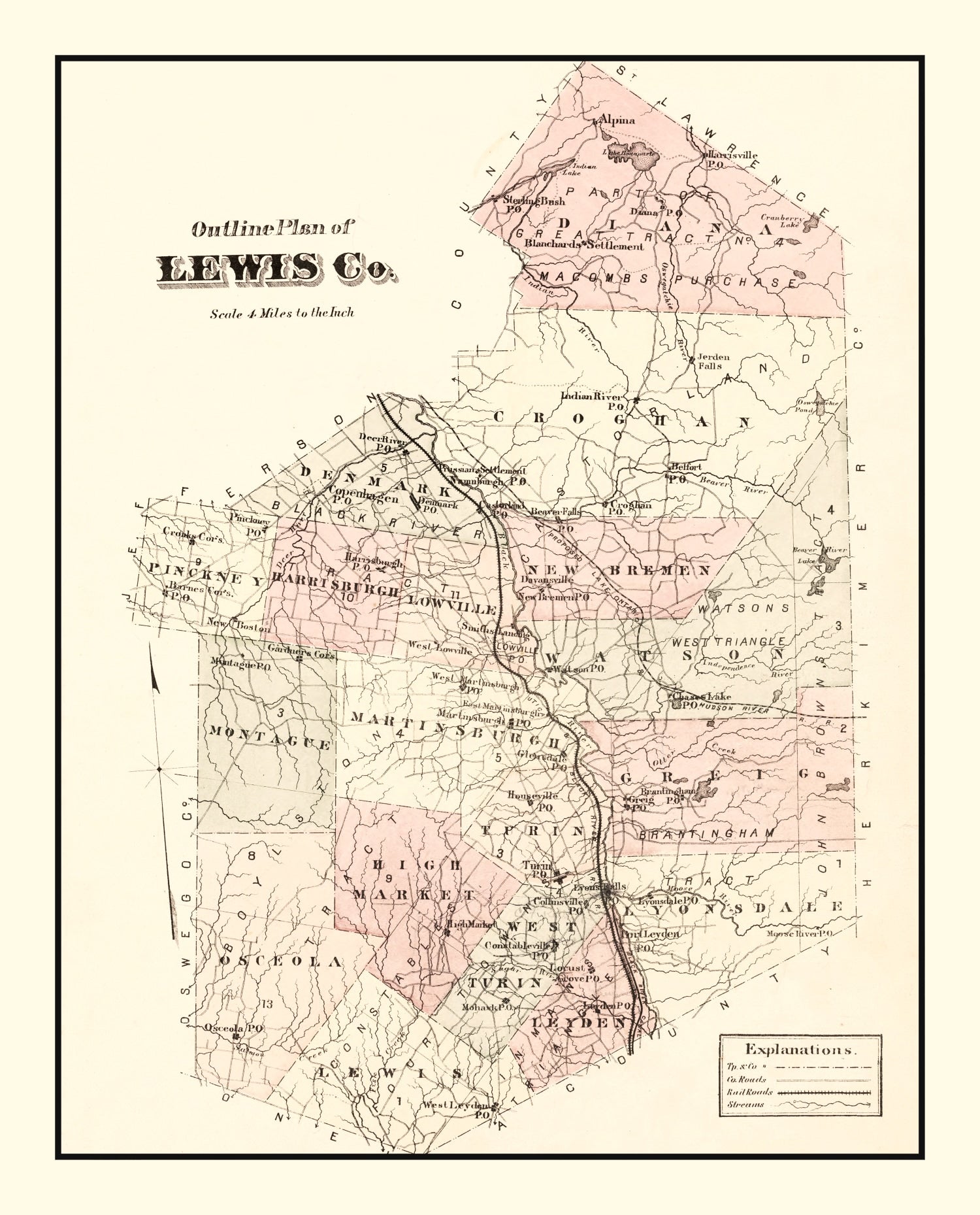 Vintage Map of Lewis County, New York 1875
