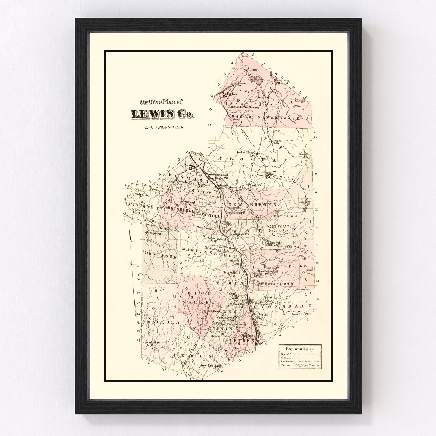 Vintage Map of Lewis County, New York 1875