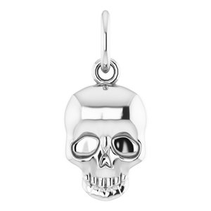 14K White Skull Pendant