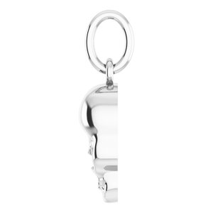 14K White Skull Pendant