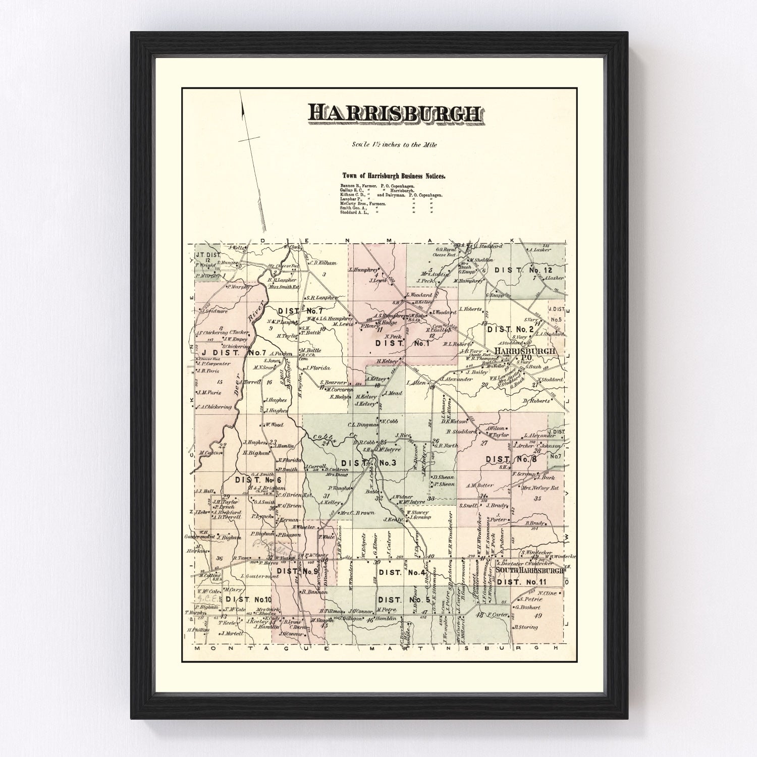 Vintage Map of Harrisburgh Township, Lewis County, New York 1875