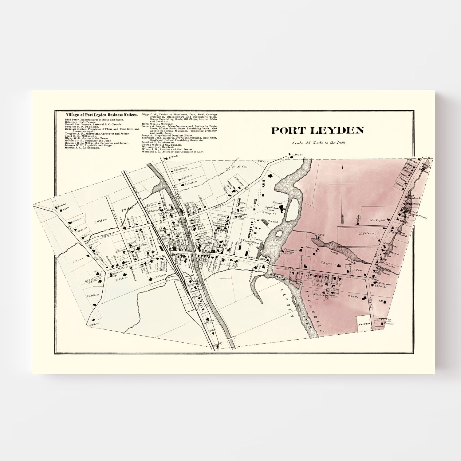 Vintage Map of Port Leyden Township, Lewis County, New York 1875