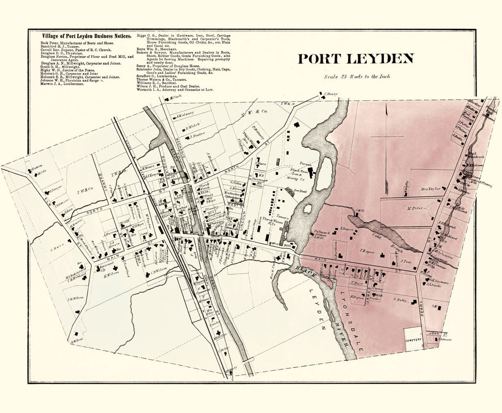 Vintage Map of Port Leyden Township, Lewis County, New York 1875