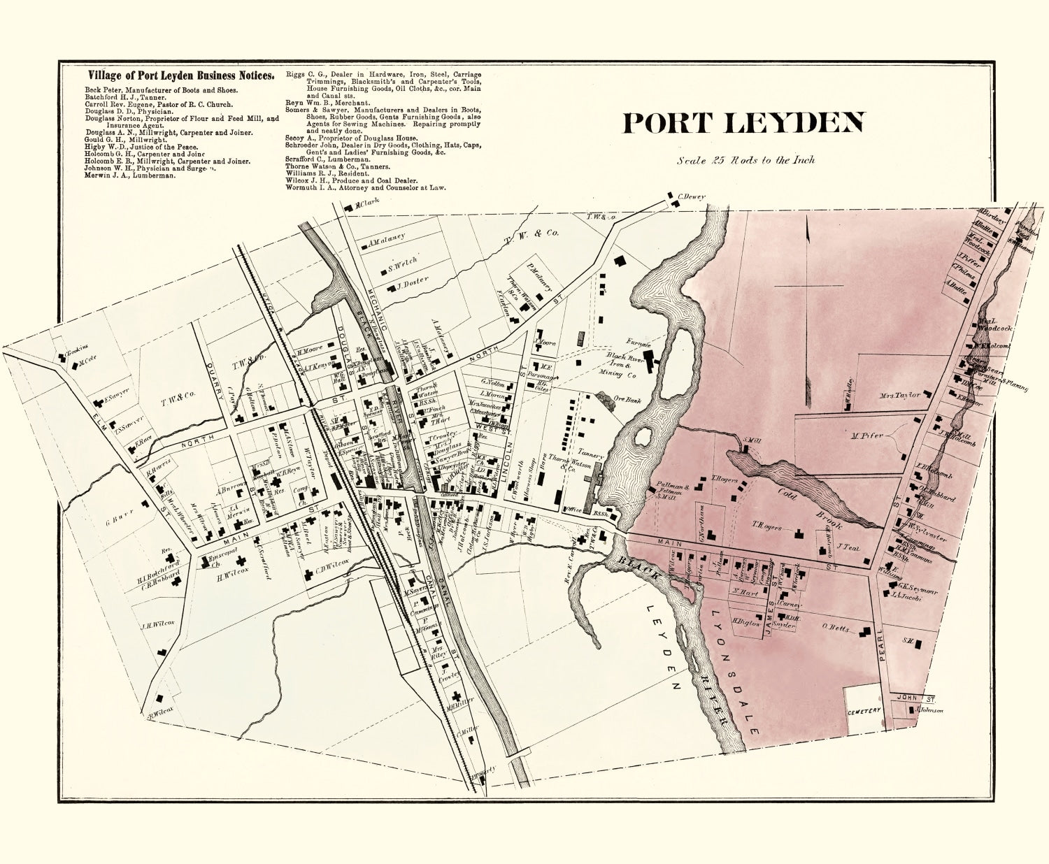 Vintage Map of Port Leyden Township, Lewis County, New York 1875