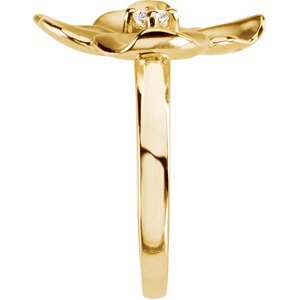 14K Yellow Gold 1/10 CT Natural Diamond Flower Ring
