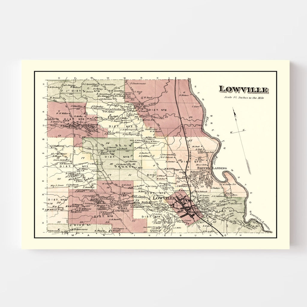 Vintage Map of Lowville Township, Lewis County, New York 1875