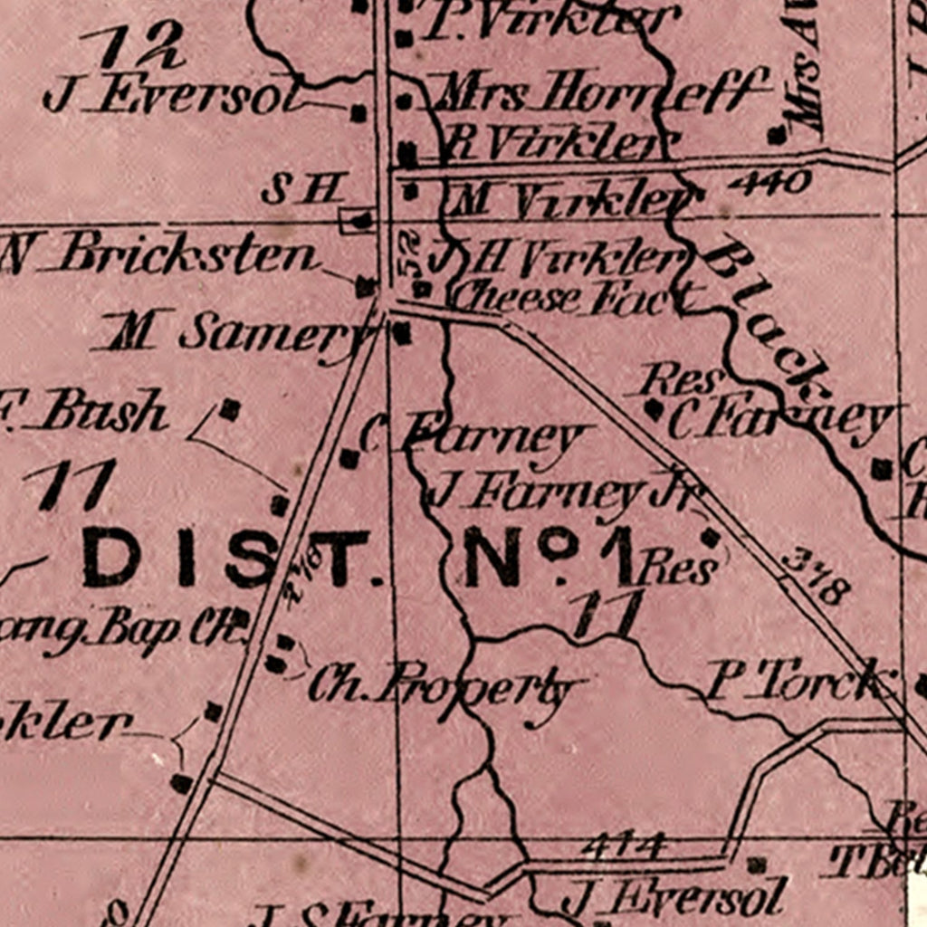 Vintage Map of New Bremen Township, Lewis County, New York 1875