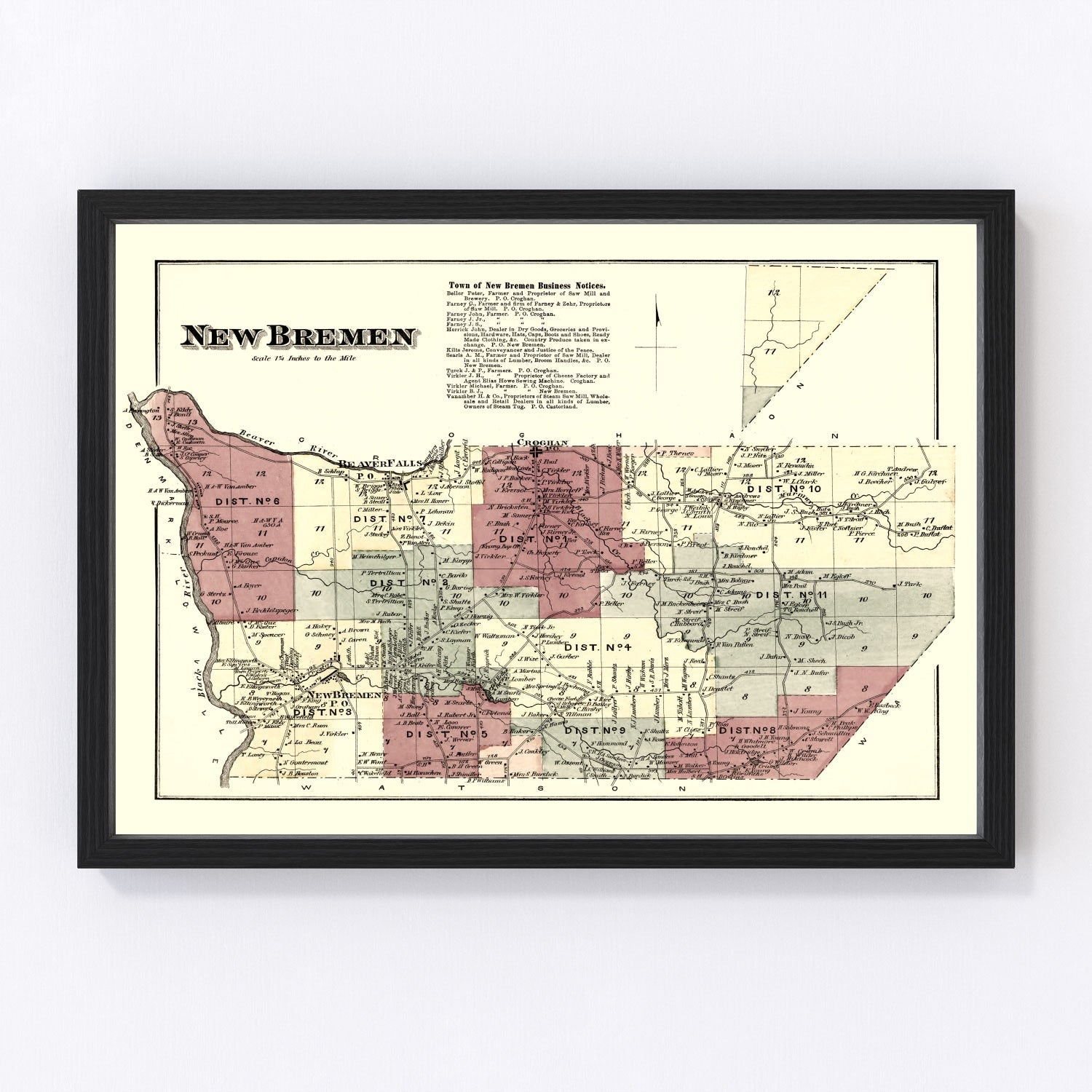 Vintage Map of New Bremen Township, Lewis County, New York 1875