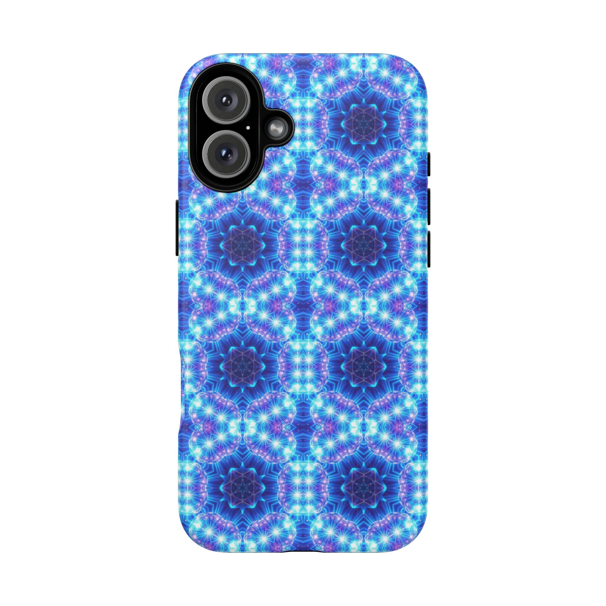 Blue Mandalas with Neon Lights Tough Phone Cases