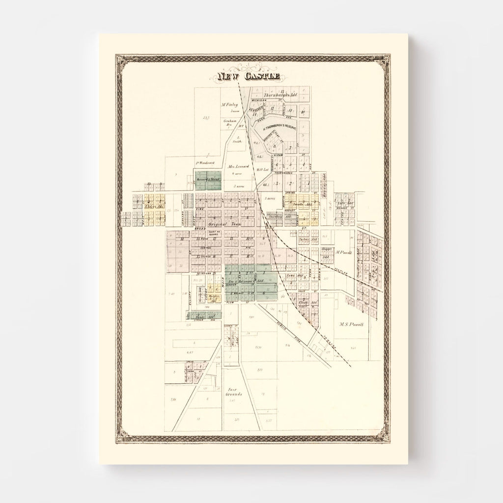 Vintage Map of New Castle Township, Henry County, Indiana 1875