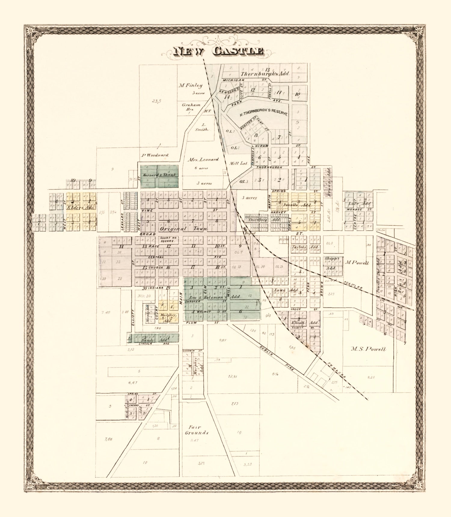 Vintage Map of New Castle Township, Henry County, Indiana 1875