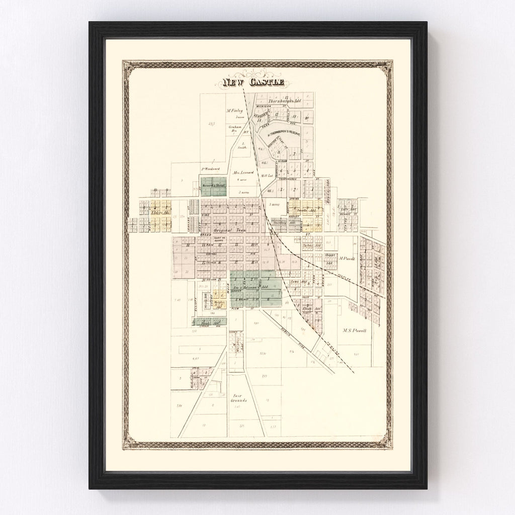 Vintage Map of New Castle Township, Henry County, Indiana 1875