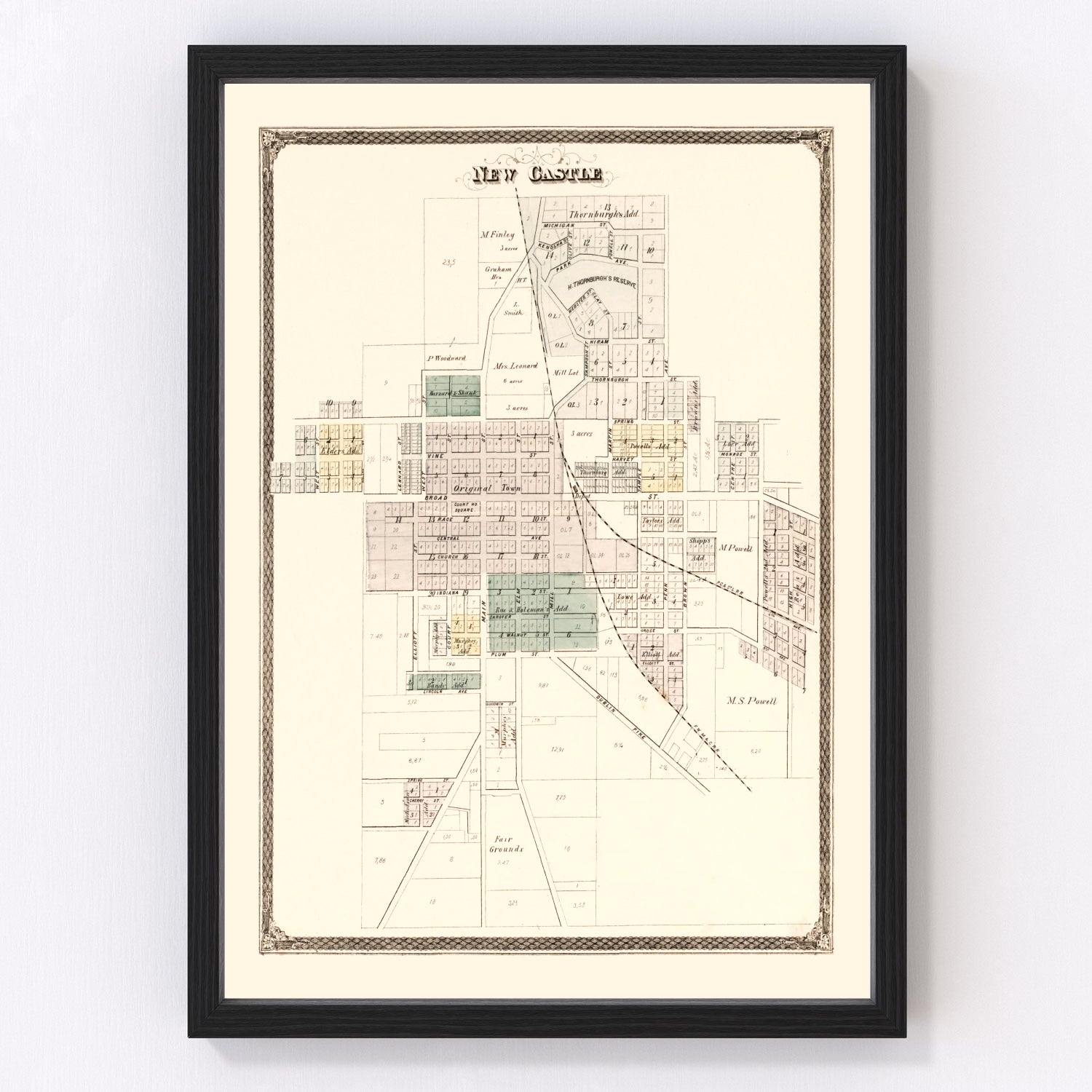 Vintage Map of New Castle Township, Henry County, Indiana 1875