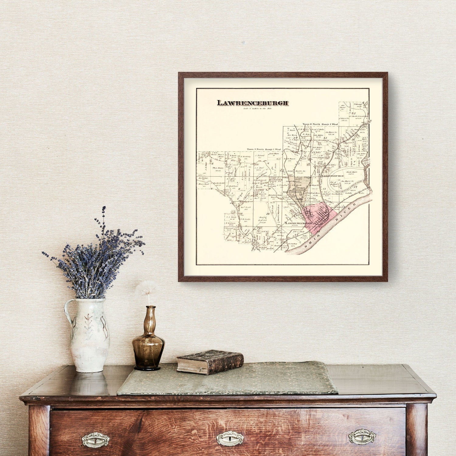 Vintage Map of Lawrenceburgh Township, Dearborn County, Indiana 1875