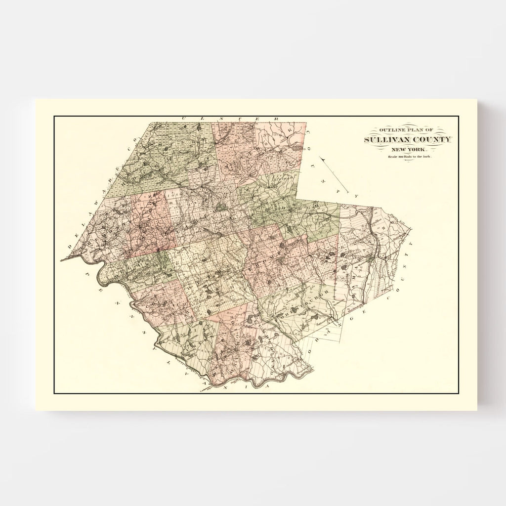 Vintage Map of Sullivan County, New York 1875
