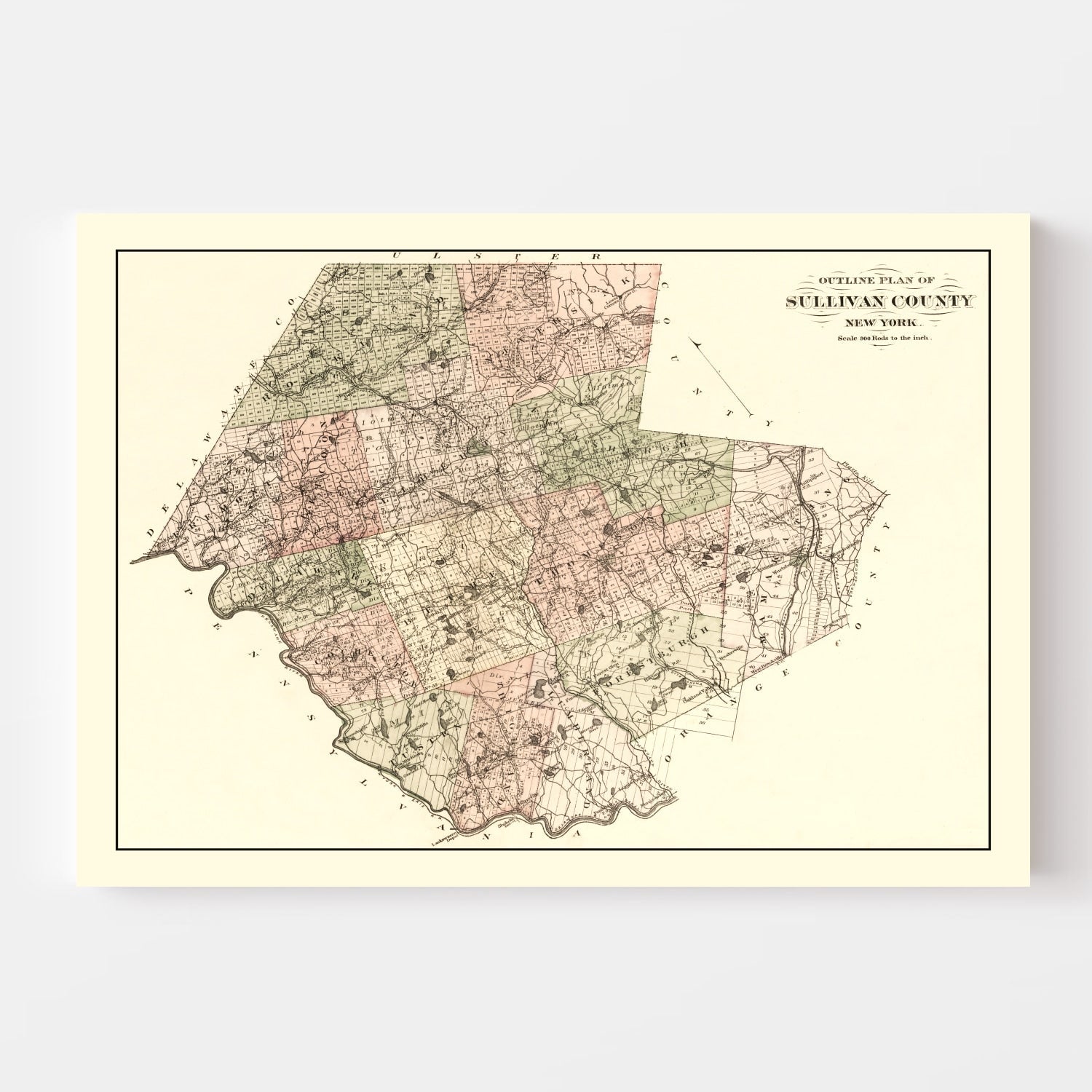 Vintage Map of Sullivan County, New York 1875