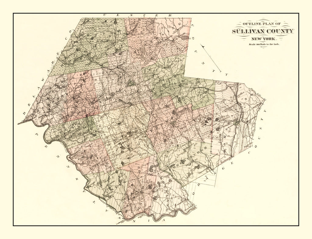 Vintage Map of Sullivan County, New York 1875