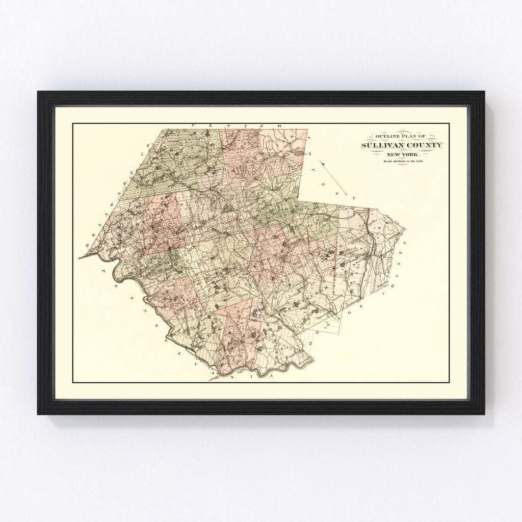 Vintage Map of Sullivan County, New York 1875