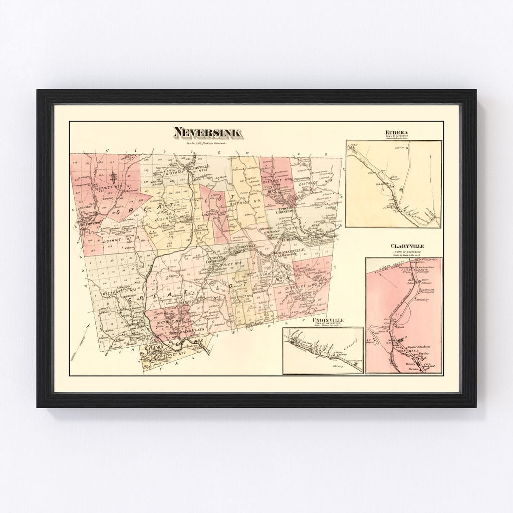 Vintage Map of Neversink Township, Sullivan County, New York 1875