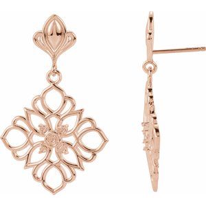 14K Rose Gold Accented Dangle Earring Mounting