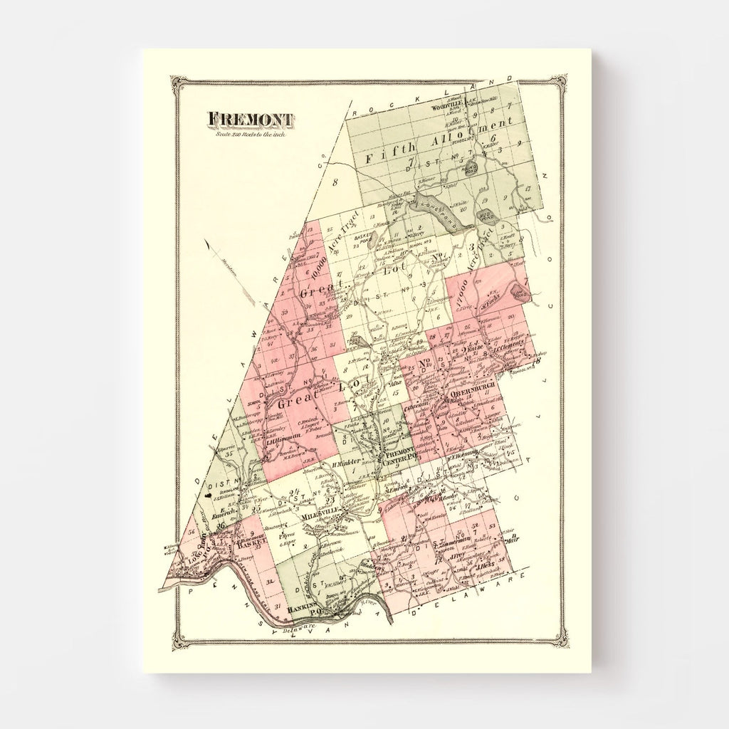 Vintage Map of Fremont Township, Sullivan County, New York 1875